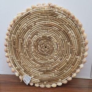 Two's Company Natural Woven Placemat with Shell Accents